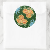 Yellow Roses Blue Flowers op groene Sticker (Tas)