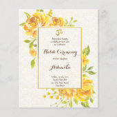 Yellow roses Budget Haldi Uitnodiging (Voorkant)