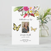 Yellow Roses Butterfly Funeral nodigt aankondiging (Staand voorkant)