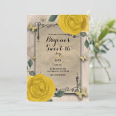  Yellow Roses Butterfly Sweet 16 Kaart (Staand voorkant)