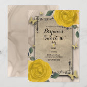  Yellow Roses Butterfly Sweet 16 Kaart (Voorkant / Achterkant)