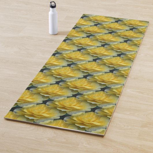 Yellow Roses Floral Pattern Yogamat (In situ)