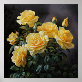 Yellow Roses Flower Art Print Poster