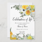 Yellow Roses Funeral Annountation Kaart (Voorkant)