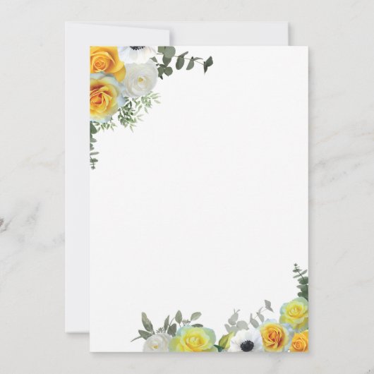 Yellow Roses Funeral Annountation Kaart (Achterkant)