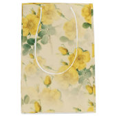  Yellow Roses Gift Bag Elegante Bloemen Medium Cadeauzakje (Voorkant)