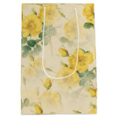 Yellow Roses Gift Bag Elegante Bloemen Medium Cadeauzakje (Achterkant)