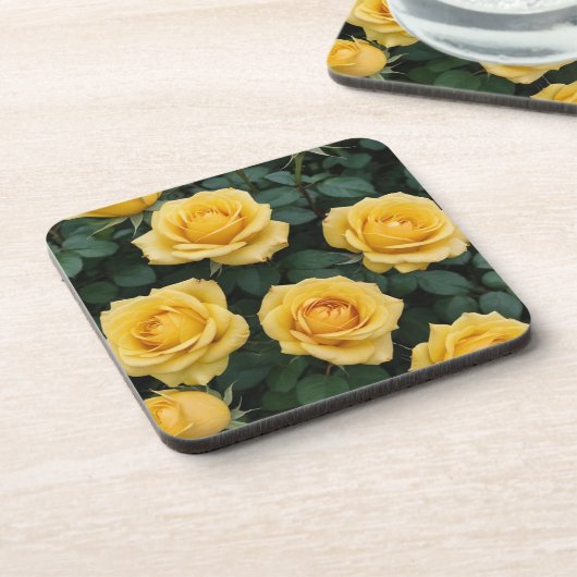 Yellow Roses Hard Plastic Coasters Bier Onderzetter (Linkerzijde)
