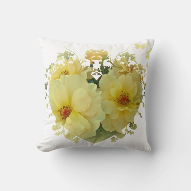 Yellow Roses Heart Pillow Kussen (Voorkant)