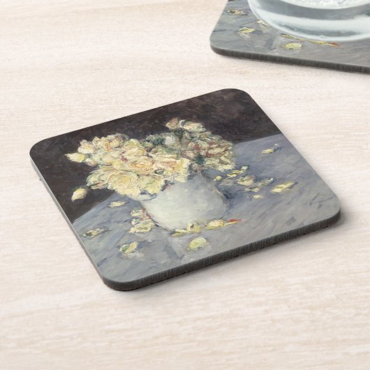 Yellow Roses in a Vase van Caillebott Impressionis Bier Onderzetter (Linkerzijde)