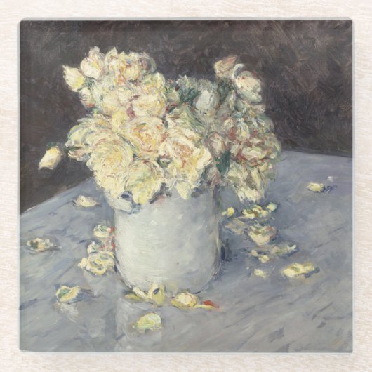 Yellow Roses in a Vase van Caillebott Impressionis Glazen Onderzetter (Voorkant)