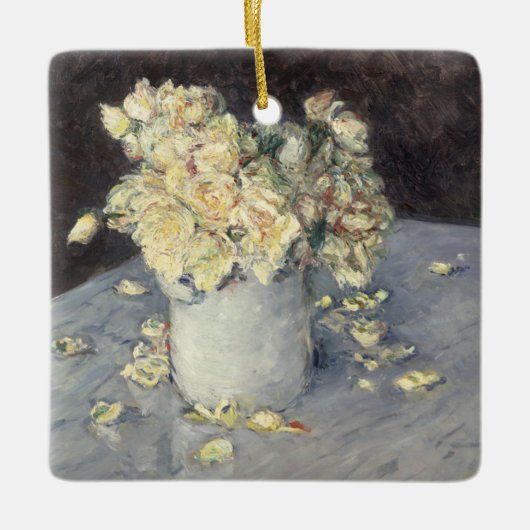 Yellow Roses in a Vase van Caillebott Impressionis Keramisch Ornament (Voorkant)