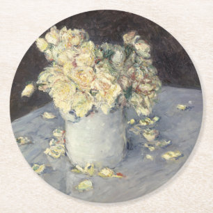 Yellow Roses in a Vase van Caillebott Impressionis Ronde Kartonnen Onderzetter