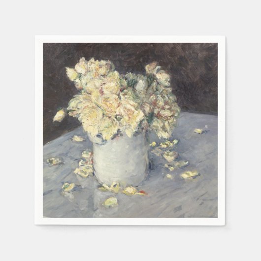 Yellow Roses in a Vase van Caillebott Impressionis Servet (Voorkant)
