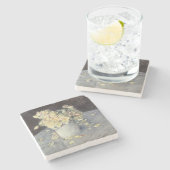 Yellow Roses in a Vase van Caillebott Impressionis Stenen Onderzetter (Zijkant)