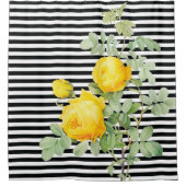  Yellow Roses op zwart-witte strepen Douchegordijn (Voorkant)