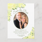 Yellow Roses Oval Foto Boho Wedding Save the Date Aankondigingskaart (Voorkant)