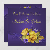 Yellow Roses Paarse Pansies Post Wedding Kaart (Voorkant / Achterkant)