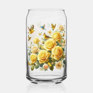 Yellow Roses Pattern Blikvorm Glas