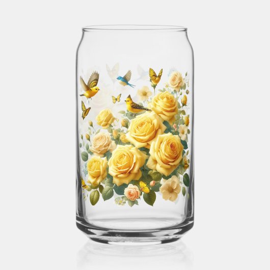 Yellow Roses Pattern Blikvorm Glas (Voorkant)