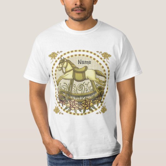Yellow Roses Rocking Horse op maat T-shirt (Voorkant)