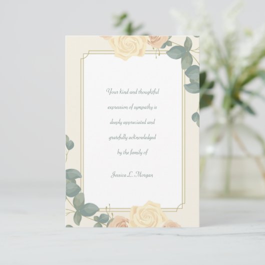 Yellow Roses Sympathie Hartelijk dank Kaart (Staand voorkant)