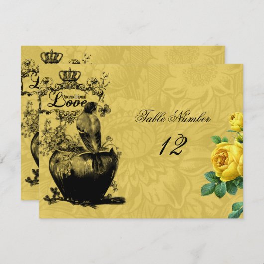 Yellow Roses Tafelnummer Briefkaart (Voorkant / Achterkant)