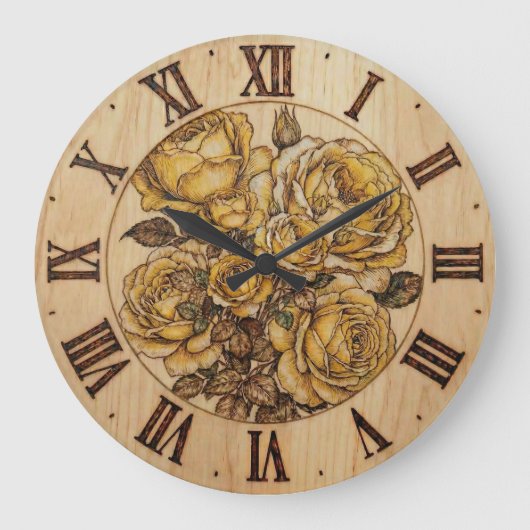 Yellow Roses - Wall Clock Grote Klok (Voorkant)