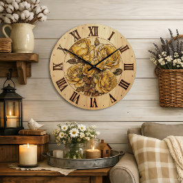 Yellow Roses - Wall Clock Grote Klok