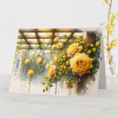 Yellow Roses Waterverf Garden Kaart (Gele Bloem)