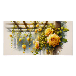 Yellow Roses Waterverf Garden Perfect Poster