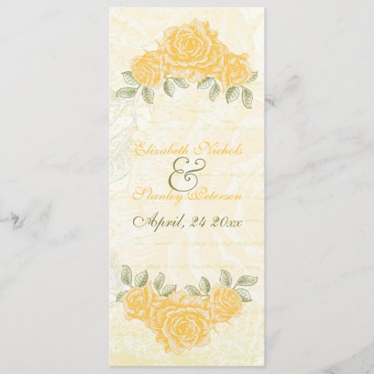  Yellow Roses Wedding Ceremonie Programma Kaart (Voorkant)