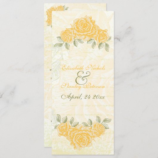  Yellow Roses Wedding Ceremonie Programma Kaart (Voorkant / Achterkant)