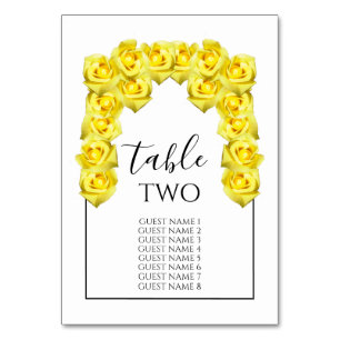 Yellow Roses Wedding Guest Names Kaart