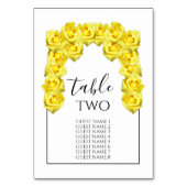 Yellow Roses Wedding Guest Names Kaart (Achterkant)