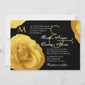 Yellow Roses Wedding Invitation Metallic Kaart (Voorkant)