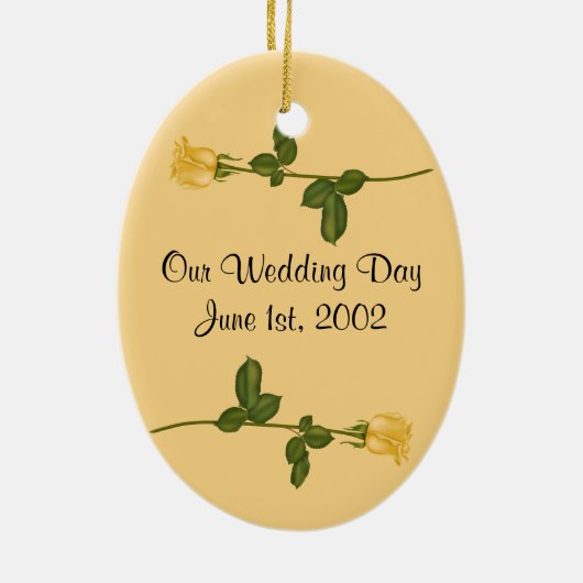 Yellow Roses Wedding Keramisch Ornament (Achterkant)