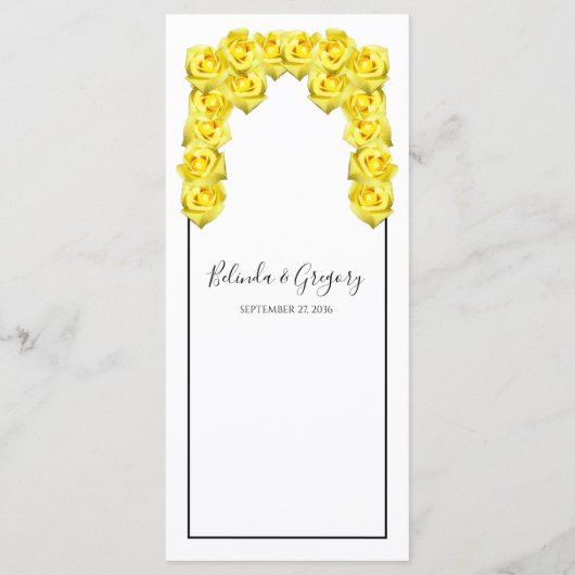 Yellow Roses Wedding Menu (Achterkant)