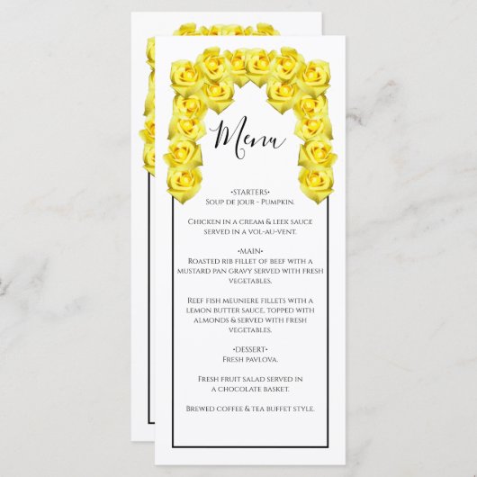 Yellow Roses Wedding Menu (Voorkant / Achterkant)