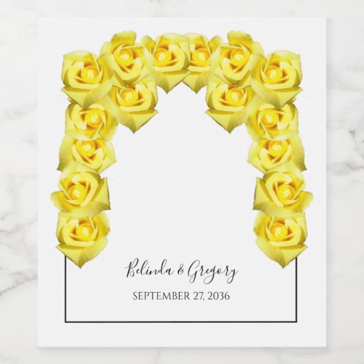 Yellow Roses Wedding Wijn Etiket (Enkel label)