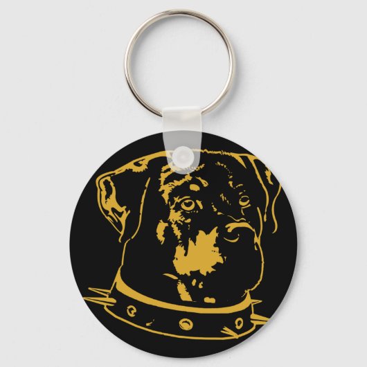 Yellow Rottweiler Illustratie Sleutelhanger (Voorkant)