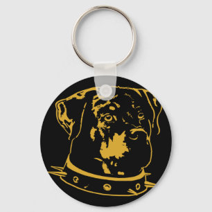 Yellow Rottweiler Illustration Sleutelhanger