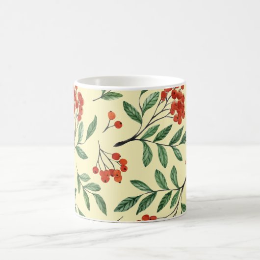 Yellow Rowan Waterverf naadloos patroon Koffiemok (Center)