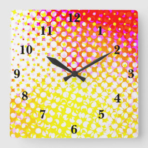 Yellow roze patroonontwerp vierkante klok