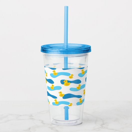 Yellow Rubber Duck Pattern Acryl Drinkbeker (Voorkant)