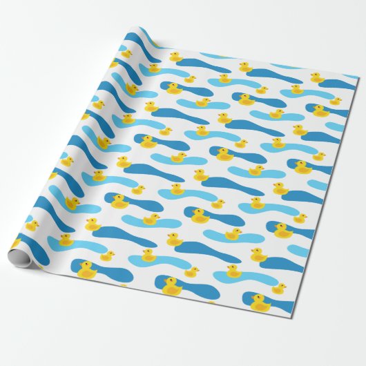 Yellow Rubber Duck Pattern Cadeaupapier (Uitgerold)