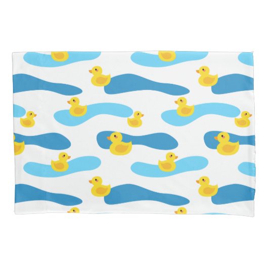 Yellow Rubber Duck Pattern Kussensloop (Voorkant-Links)