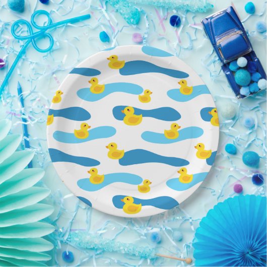 Yellow Rubber Duck Pattern Papieren Bordje (Feest)