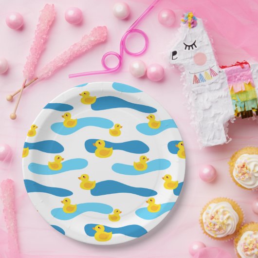 Yellow Rubber Duck Pattern Papieren Bordje (Feest)