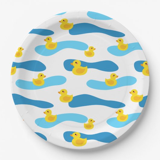Yellow Rubber Duck Pattern Papieren Bordje (Voorkant)